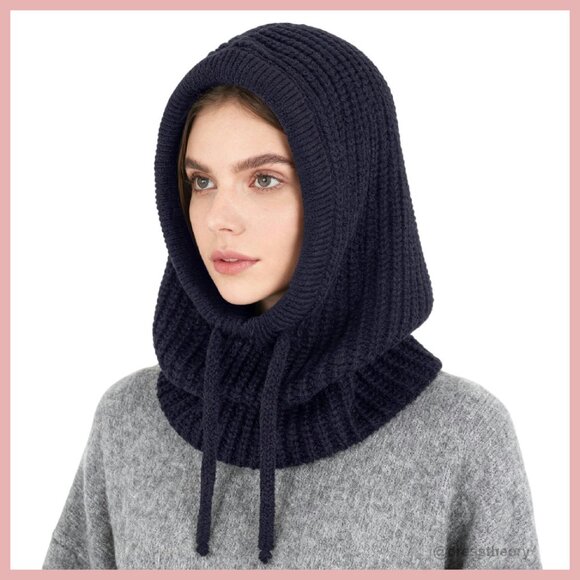 Accessories - Premium Acrylic Knit Balaclava Hooded Scarf Hat Winter Beanie Neck Gaiter